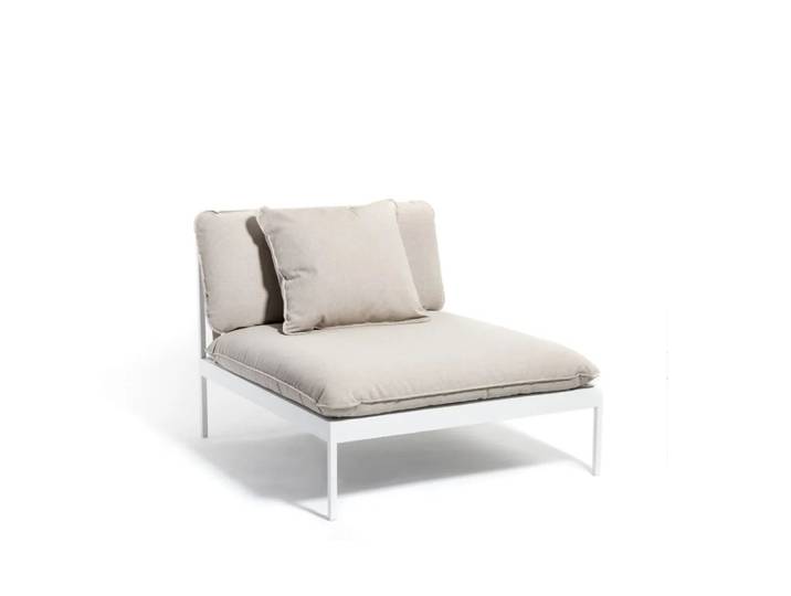 Skargaarden Bönan Modulsofa Sunbrella Ashe light grey, 1-Sitzer, hellgraues Aluminiumgestell