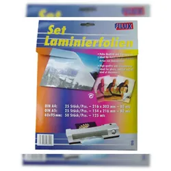 100x FILUX Laminierfolien Set A4 A5 und Visitenkartengrösse