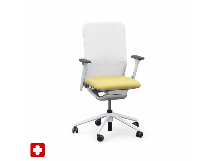 Bürostuhl SitagTeam Mesh swissmade mit 2D Armlehnen, Gelb, Neu, Ergonomischer Stuhl - ideal für flexibles Arbeiten