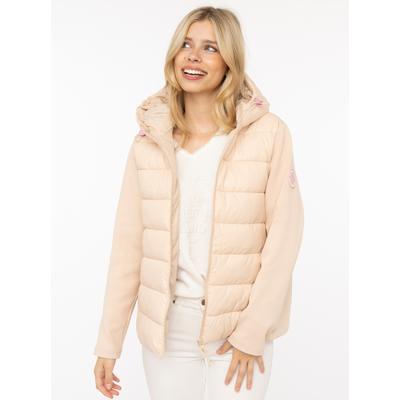 Steppjacke ZWILLINGSHERZ "„Good Vibes“", Damen, Gr. M, beige (hellbeige), Obermaterial: 100% Polyester, Jacken Steppjacke, gesteppte Partien vorne und hinten, seitliche Einsätze elastisch