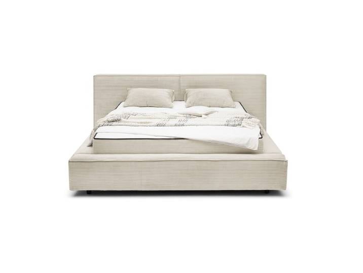Trendstore Edina Polsterbett in Cord, optional mit Lattenrost und Matratzen - Cord Zoom 01 creme - Komfort Modell Schlafzimmer, Doppelbett, trendiger Bezug in Cord, weiche Polsterung, optional mit Lattenrost und Matratzen Modern, Zeitlos