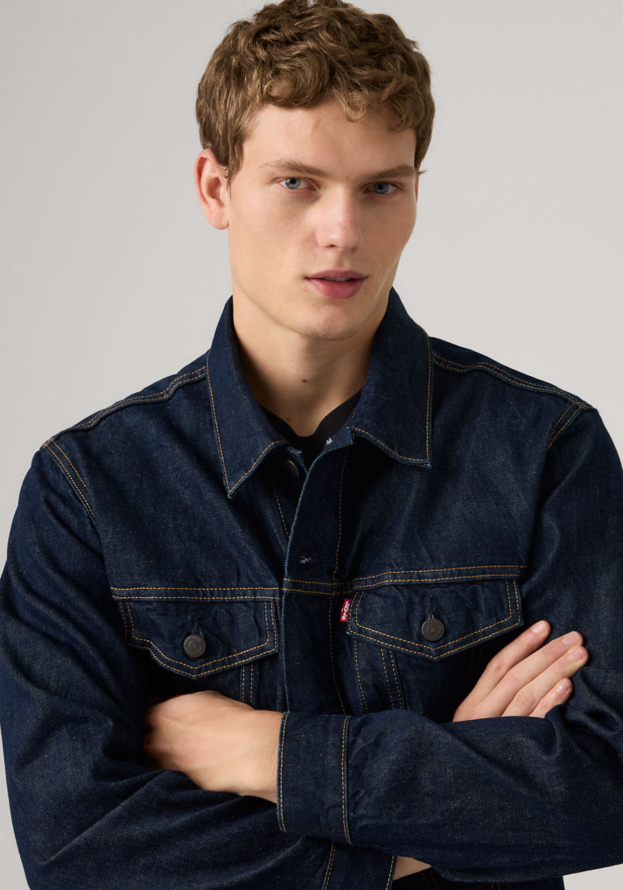 Jeansjacke LEVI'S "NEW RELAXED FIT TRUCK", Herren, Gr. S, blau (wash it out rinse t), Denim/Jeans, Obermaterial: 100% Baumwolle, relaxed fit, 1-Knopf-Manschette, Jacken Jeansjacke wash it out rinse t S