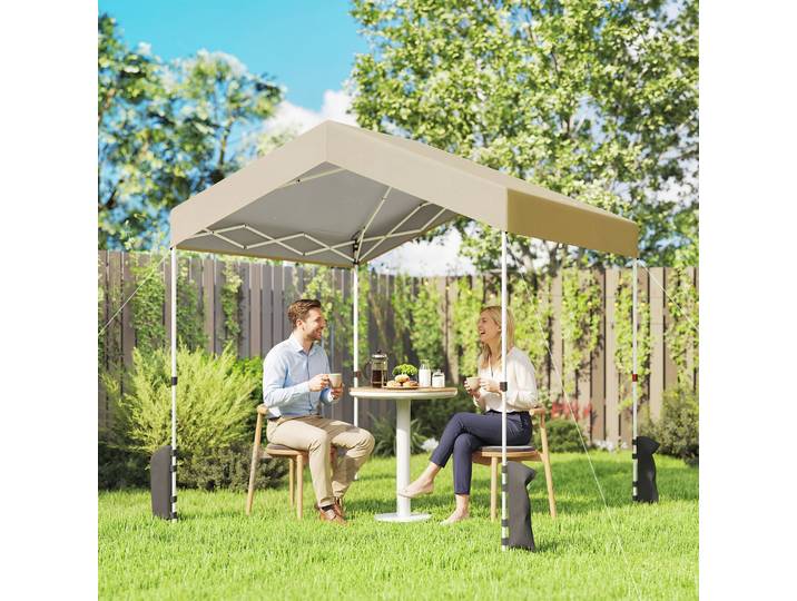 Outsunny Tente Pliante 2,4x2,4m UPF50+ Hauteur Réglable Beige