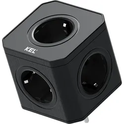 Kompakte Steckdosenadapter mit 5x 230V Schuko Steckdosen Schwarz W-00357