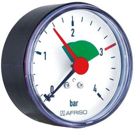 Afriso Manometer 0-4 bar, waagerecht 63915 Gehäuse 63mm Durchmesser, 1/4" Anschluss
