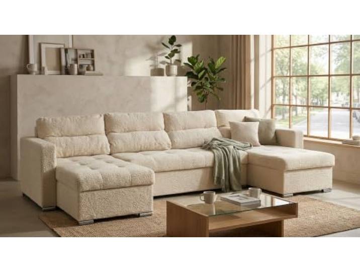 Family Meble Varius Big Wohnlandschaft mit Schlaffunktion – Beige – 10