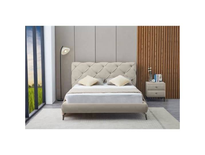 Lit Capitonné Beige Luxuria (Taille: 140 X 190 CM)