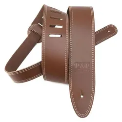 keepdrum Gitarrengurt aus Echt-Leder Braun mit Doppelnaht, Gitarre Zubehör, Braun