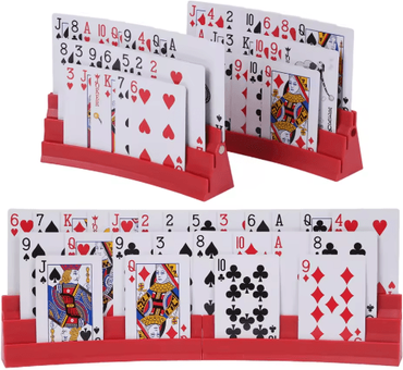 Inspire Picks Expandable Three Layer Plastic Card Holder Set Interactive Hands Free Game Accessory 2pcs 1Set red 2 Pieces