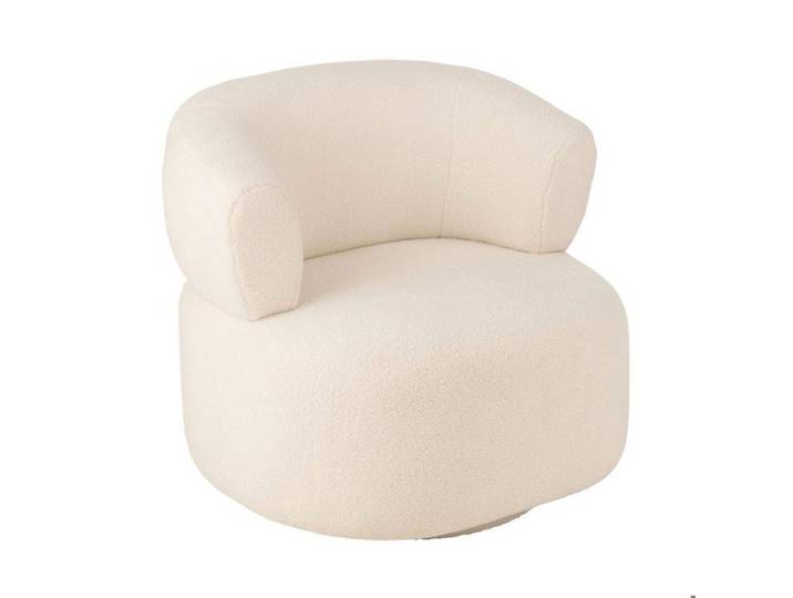 Petit fauteuil 77x83x73 cm en tissu effet laine blanche