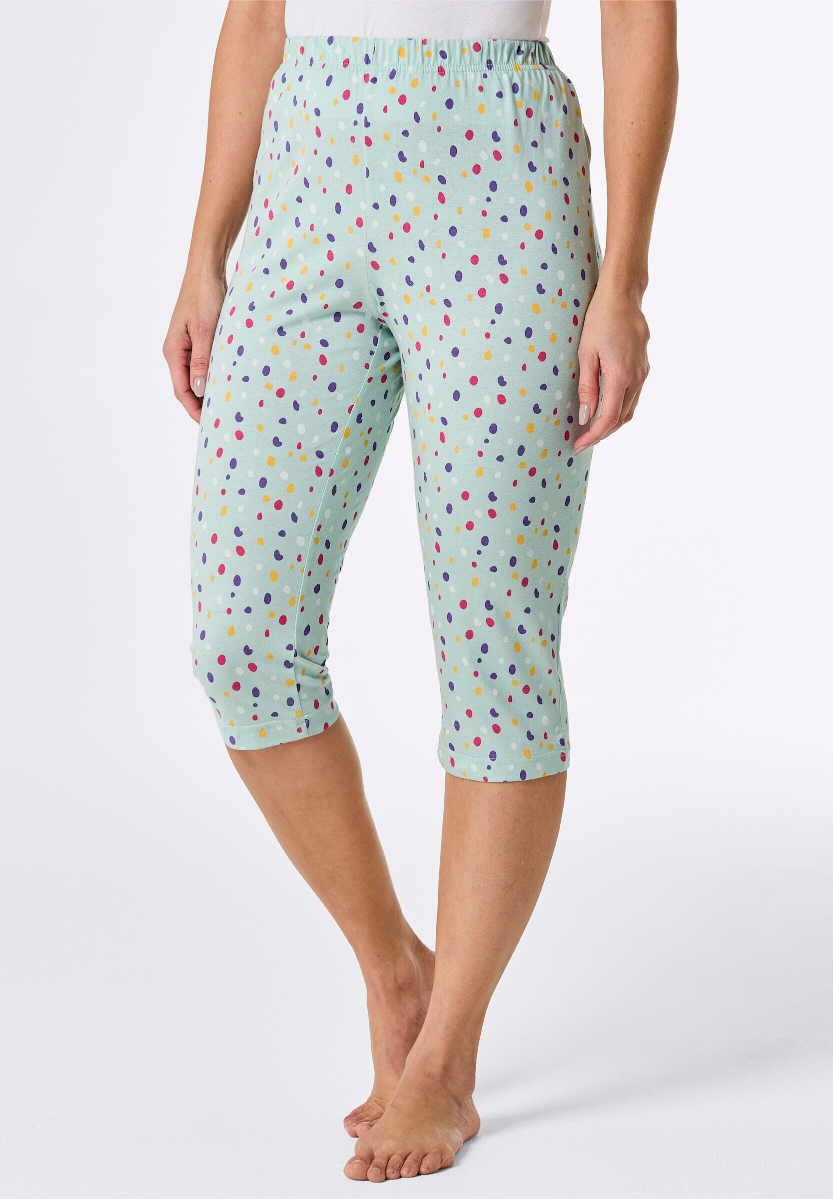 Capri-Pyjama WITT "Capri-Hose Capri-Hose", Damen, Gr. 40/42, bunt (kalkmint, bedruckt), Basic, Homewear-Sets Capri-Pyjama