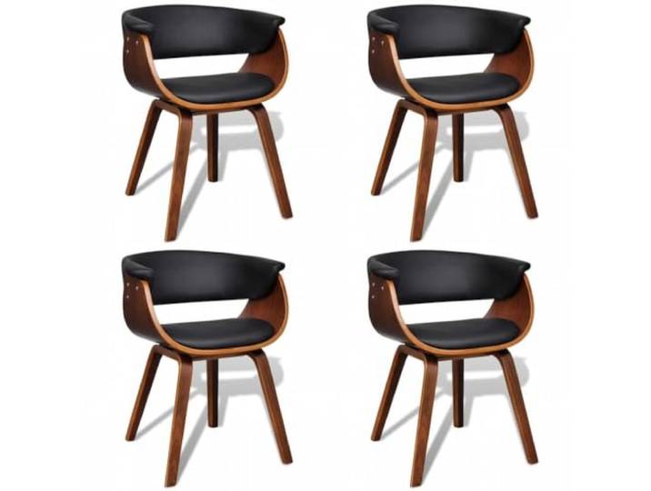KDVXBCQJH Esszimmerstühle 4er Set Bugholz Kunstleder Polstersessel Moderne Polsterstühle mit gebogenem Holzrahmen und bequemem Kunstledersitz für Küche Esszimmer und Wohnbereich.