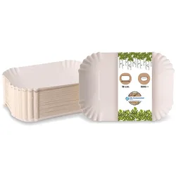 BIOZOYG 1000 Stück Einwegschalen 18 x 13 x 3 cm, weiß, Pappschalen, Kartonschiffchen für Fingerfood, Pommes, Snacks und Currywurst, nachhaltig