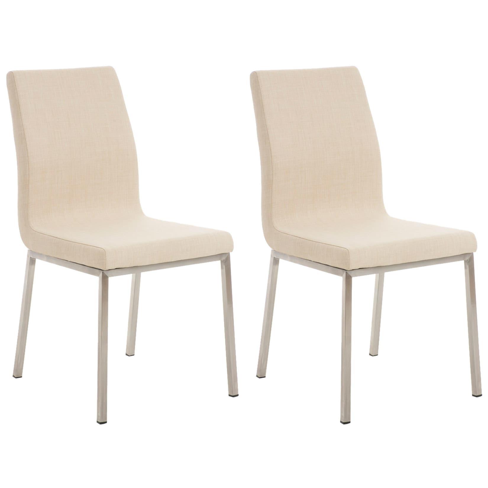 CLP 2er Set Esszimmerstühle Colmar Stoff - Farbe: creme
