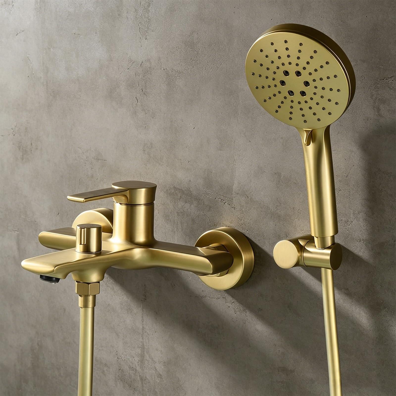 Dripio Badkraan met handdouche en thermostaat, 3 functies, messing, goudkleurig