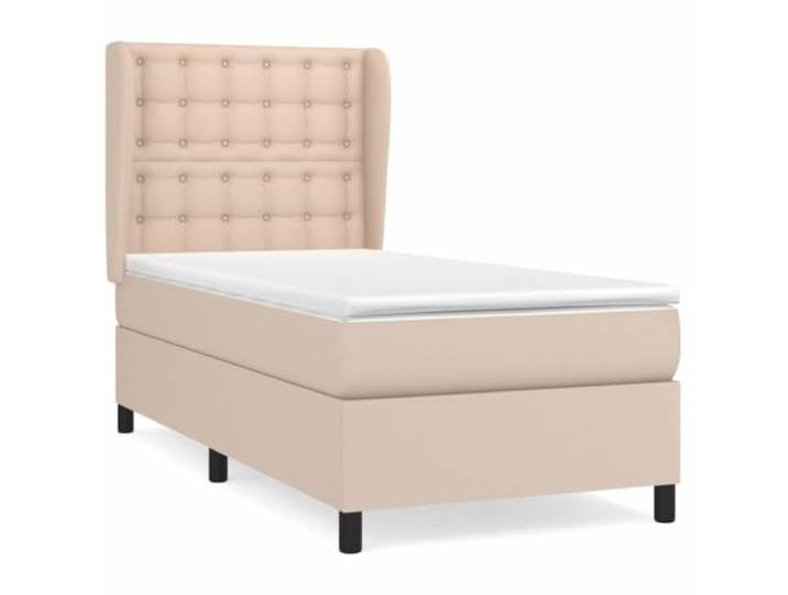 PUGYNBK Boxspringbett, Cappuccino, 90 x 200 cm Matratze mit mittlerer Härte, Taschenfederkerne, verstellbares Kopfteil, einfache Reinigung