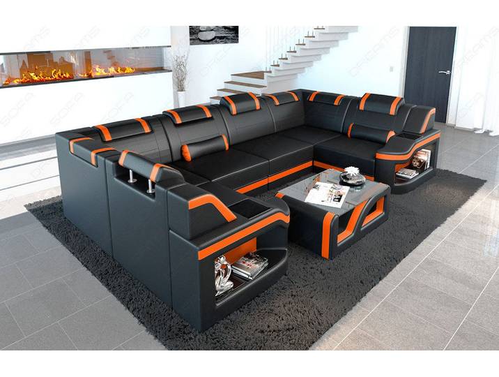 Designsofa Padua U-Form aus Leder