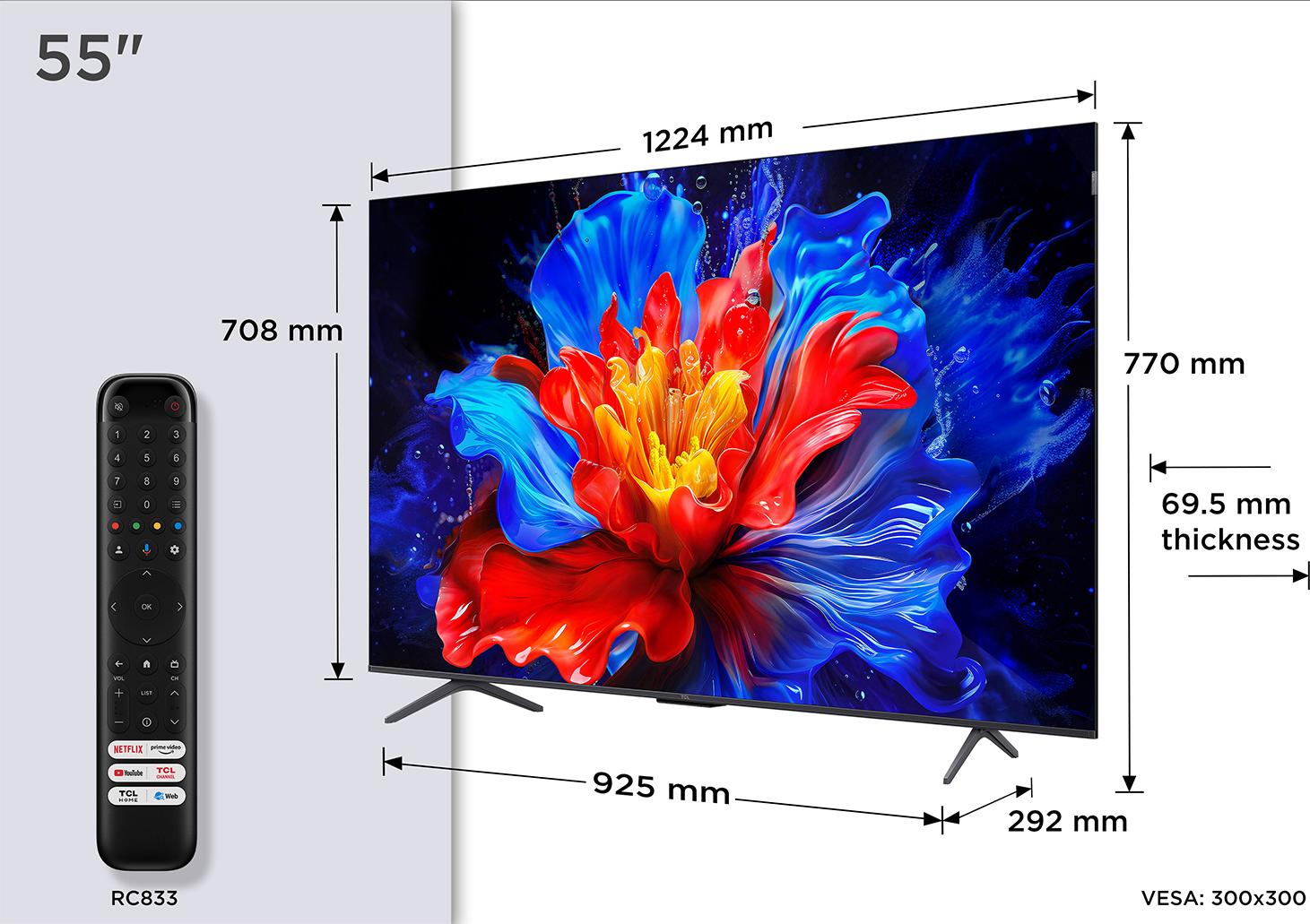 TCL P8K 55P8K, 139,7 cm (55"), 3840 x 2160 Pixel, QLED, Smart-TV, WLAN, Metallisch