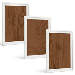 BILDER SET 3er Set - 40x60 cm Weißer Rahmen - Holzstruktur, Rinde, Minimalismus