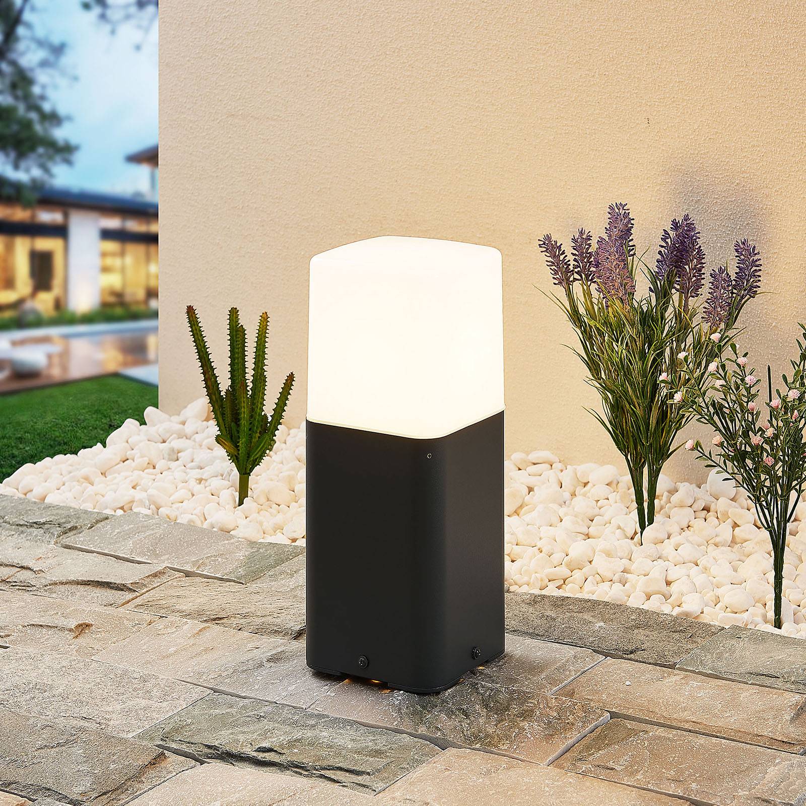 Pillar Light Obuna Lucande, dimmable, Black, Aluminium, Modern, Outdoor lights