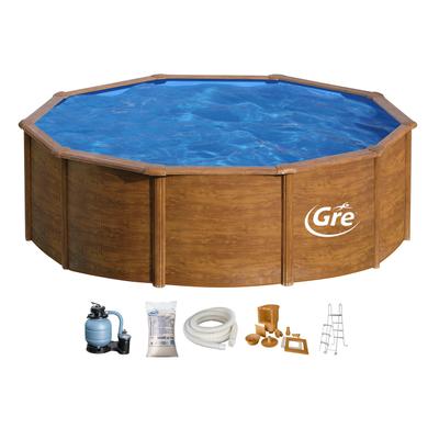 Rundpool GRE "PACIFIC in Holzoptik inkl. Zubehör", braun, H:120cm Ø:460cm, Schwimmbecken, Rundpool, Höhe: 120 cm, in versch. Größen erhältlich