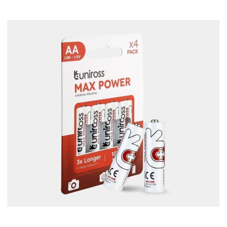 Uniross Batteri 4 stk AA/LR6, Alkaline (4 Stk., AA, 2900 mAh) (UMPAAPK4)