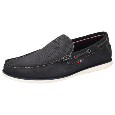 Loafer LERROS, Herren, Gr. 42, Leder, grau (navy), Veloursleder, Schuhe Loafer, Slipper, Halbschuh, Mokassin, Schlupfschuh mit Perforation