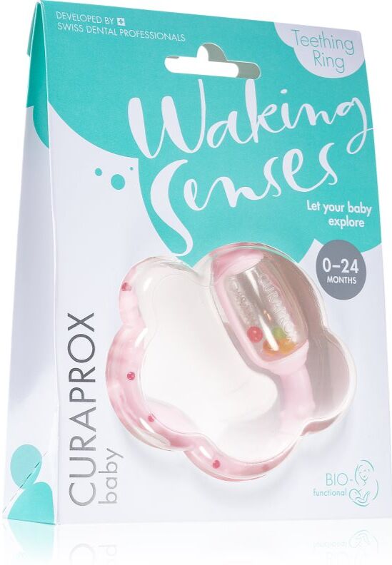 Curaprox Baby Waking Senses anneau de dentition avec brosse de massage et hochet 1 pcs