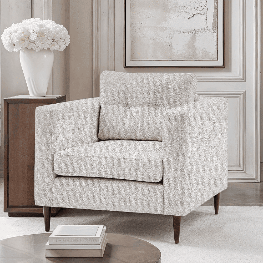 Tilly Grey Textured Buttoned Back Armchair