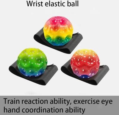 Rare Purchases High Elasticity New Colorful Bouncy Balls, Rubber Hand Ball Rubber Hole Ball Decompression Toy With Wristband, Fun Gift dazzling Yellow