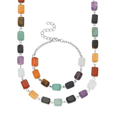 Collier-Set LADY, bunt, Halsketten, Damen, N-Groesse, Glas