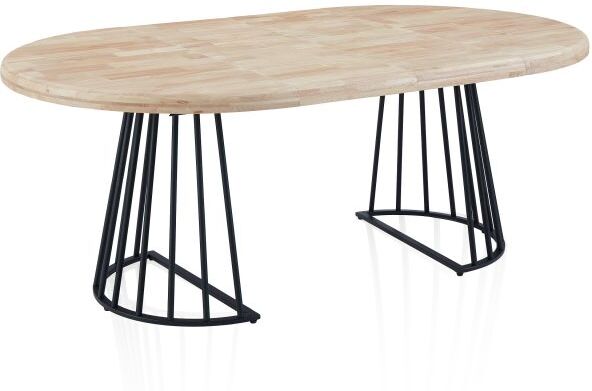 duehome Mesa de comedor redonda extensible 120-200x120 cm Meztil - Negro - Roble
