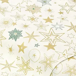 Baumwollstoff "Sterne", ecru/gold