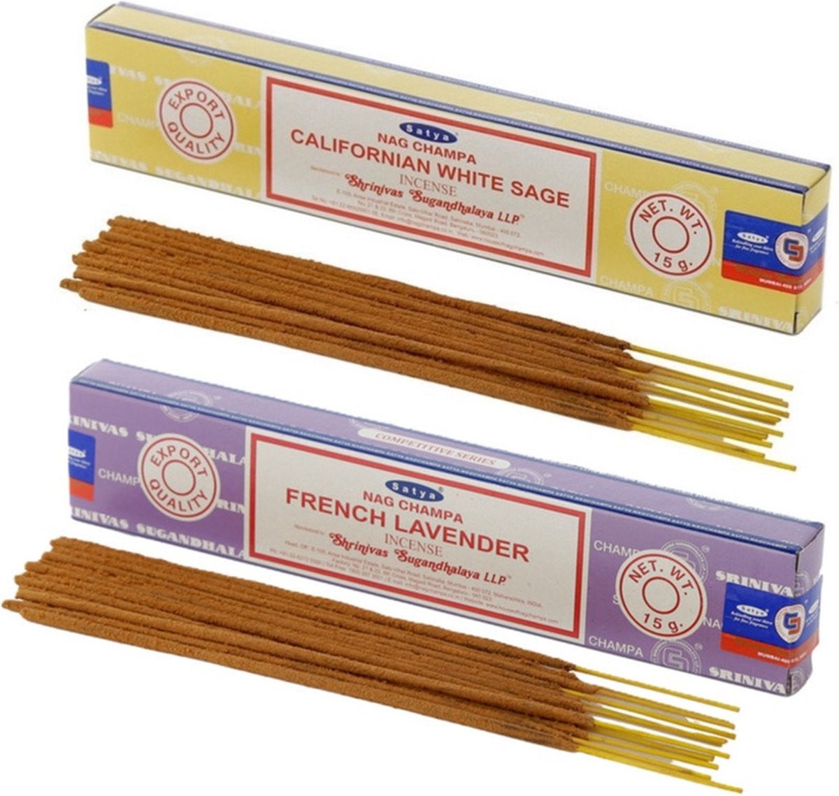 Satya Wierook Cadeauset met Witte Salie en Lavendel en 2x Geurstokjes voor Meditatie