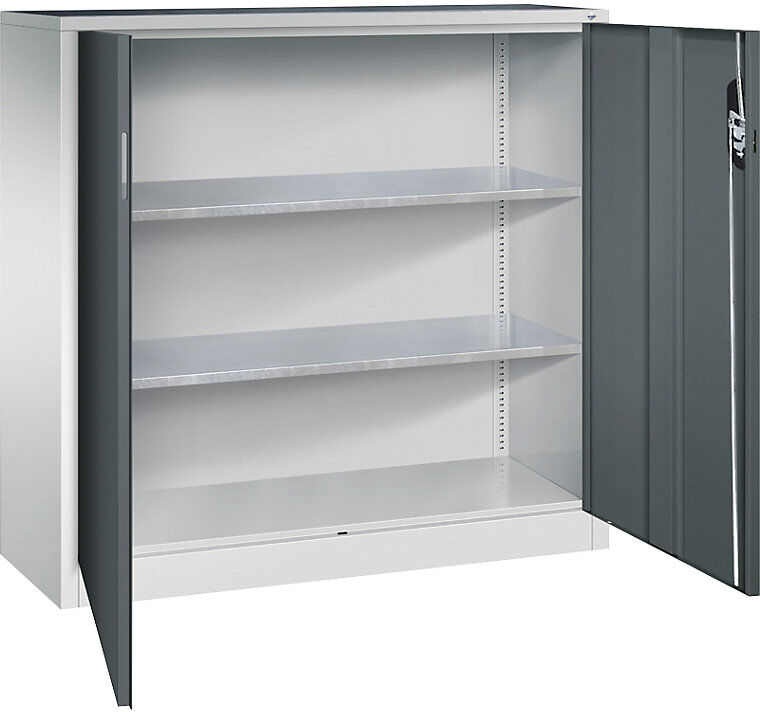 Werkstatt-Beistellschrank mit Flügeltüren, HxBxT 1200 x 1200 x 400 mm, lichtgrau / anthrazitgrau C+P