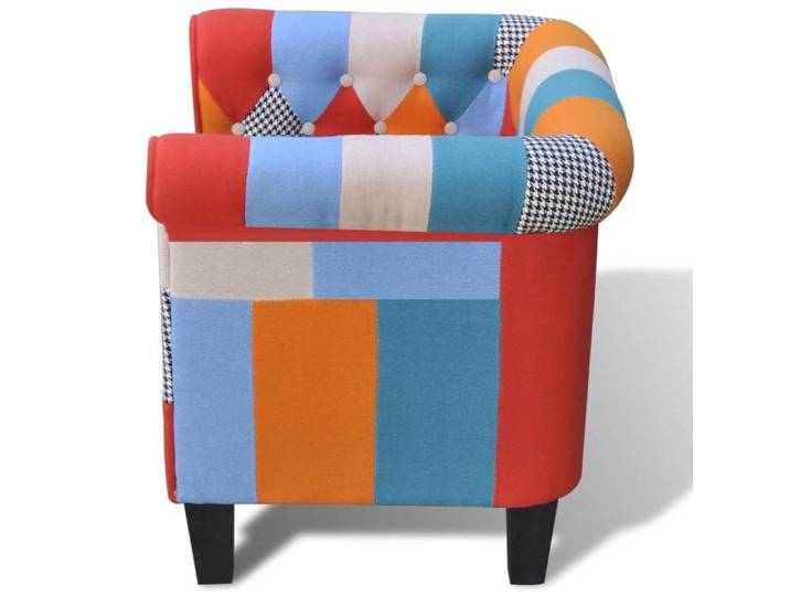 CLARENCE® Fauteuil simple - Chaise-Canapé - pour salon/chambre/bureau - avec design de patchwork Tissu LV4884