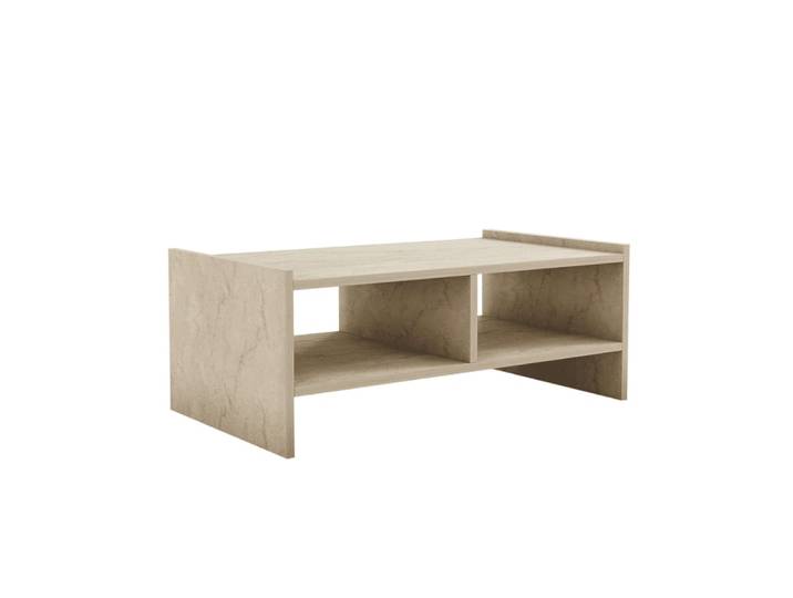 Table basse 2 niches ouvertes décor travertin l90 cm