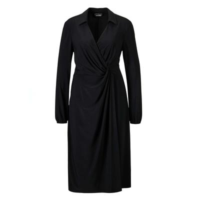Jerseykleid GOLDNER "Elegantes Jerseykleid mit V-Ausschnitt", Damen, Gr. 44, N-Gr, schwarz, Obermaterial: 92% Polyester PES. 8% Elasthan EL., V-Ausschnitt, Gummibündchen, Kleider Jerseykleid, Wickeloptik