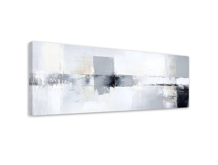 Feeby Leinwandbild Graue moderne industrielle Abstraktion 150x50cm, Weiß, Rechteckig, 150x50 cm, Bilder & Rahmen, Bilder, Leinwandbilder