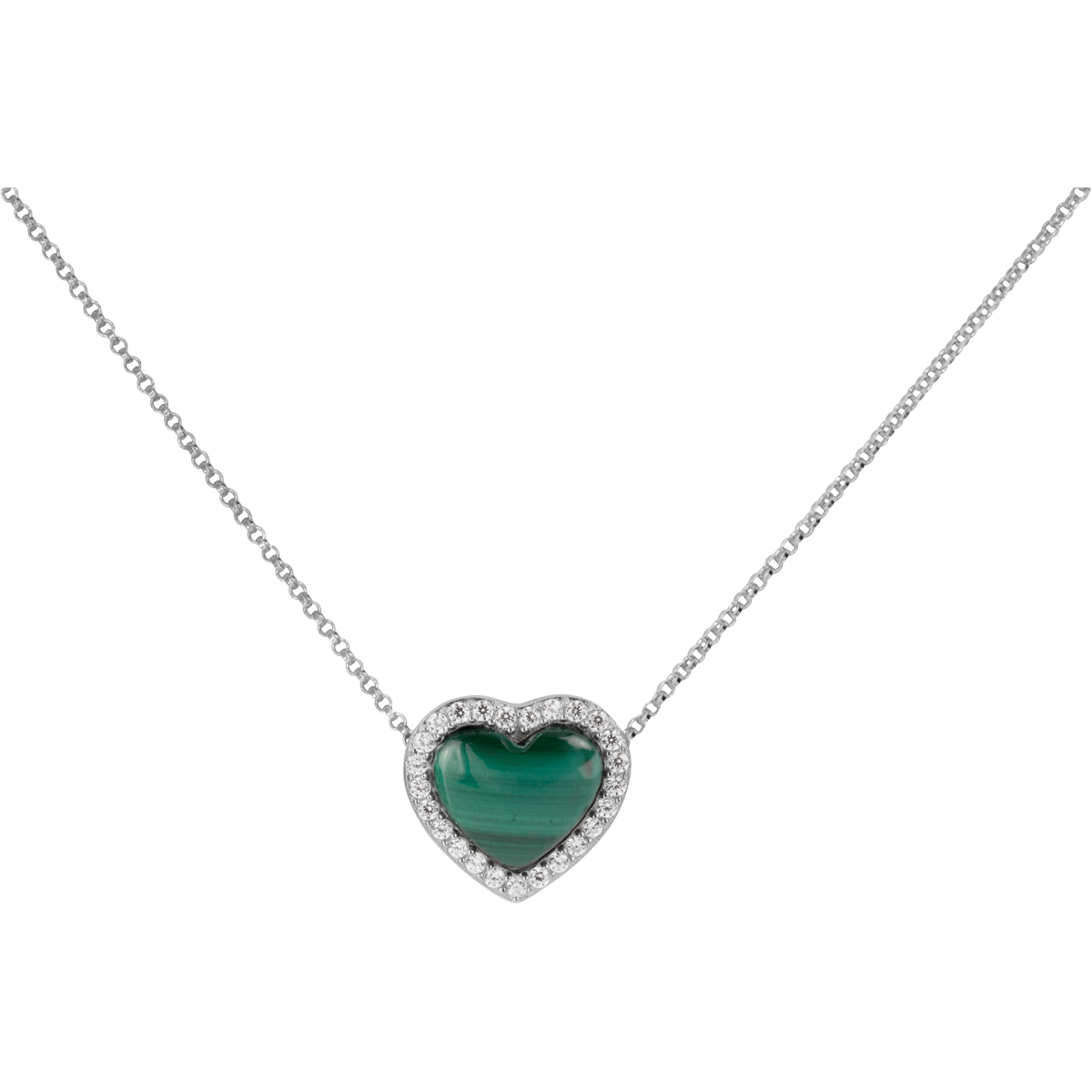 Jacques Lemans Kette Herz Sterlingsilber mit Malachit und Zirkonia