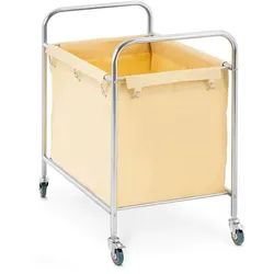 Helloshop26 - Wäschekorbwagen mit Rollen (250 Liter 4 leichtgängige Gummiräder 2 Räder mit Feststellbremsen Trolleytasche aus 14_0004375