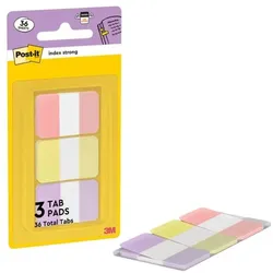Post-it Index Haftstreifen »Index® Strong Pastell« 38,1 x 25,4 mm 36 Stück rosa lila gelb lila, 3.81x2.54 cm