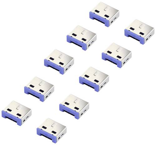Renkforce USB-A Port Schloss RF-4695230 10er Set Silber-Blau RF-4695230