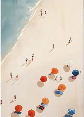 Inspired Finds Nordic Summer Pool Party Girl Canvas Wall Art For Coastal Living Room Decor umbrella Horizon 11.8x15.7in Frame
