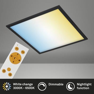 BRILONER LEUCHTEN LED Panel "Ultraflaches CCT LED Panel", schwarz-weiß (weiß schwarz), H: 6cm, Leuchten, Deckenleuchte, schwarz, 1xLED/24W, Fernbedienung, Nachtlicht, LED Panels