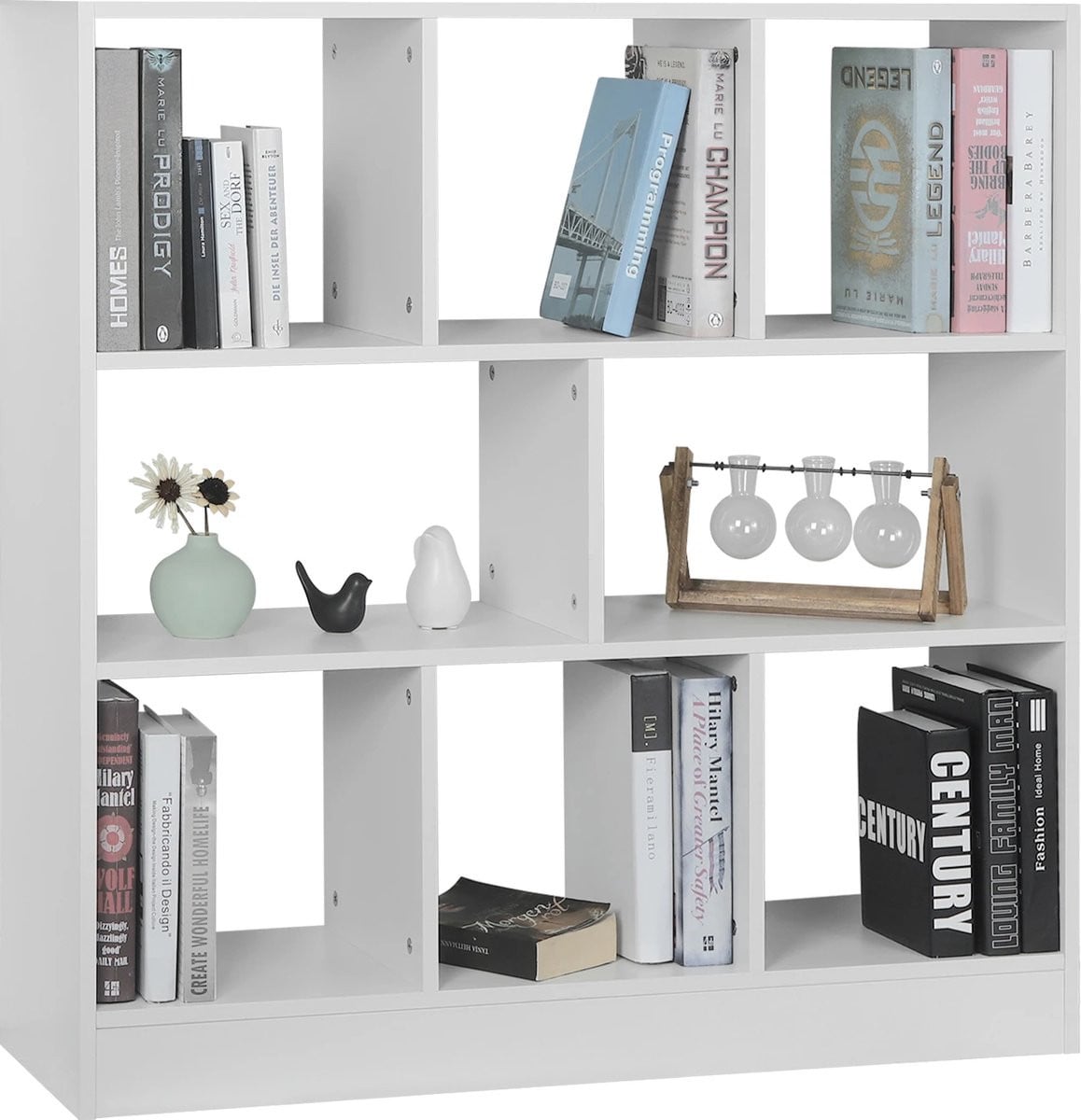 Moderne Witte Boekenkast met 8 Opbergvakken en Industrieel Design