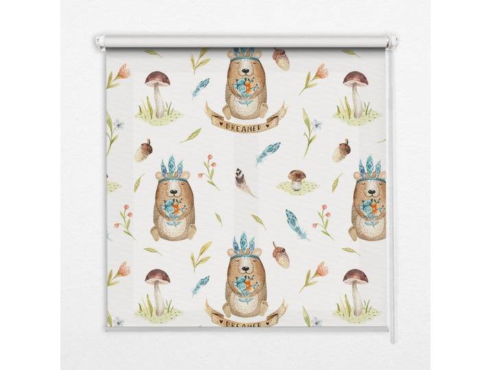 INNENROLLO - Fensterrollo - Rollo - 60x40 cm - Teddybären und Pflanzen