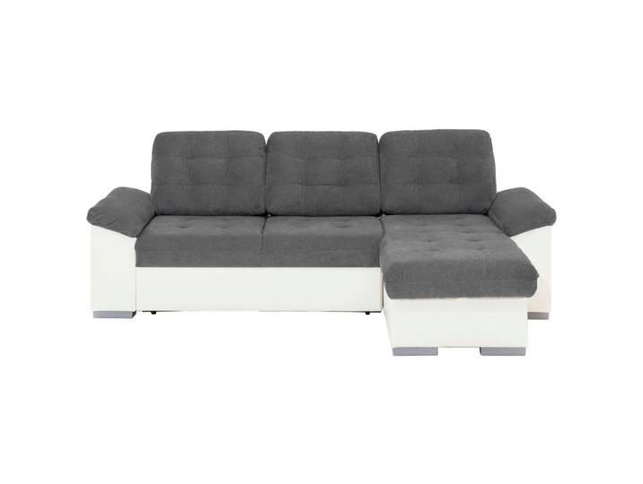Mid.you Eckschlafsofa, Creme, Dunkelgrau, Kunststoff, 232x148 cm, Wohnzimmer, Sofas & Couches, Schlafsofas, Schlafsofas mit Bettkasten