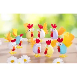 buttinette Bastel-Set "Bunte Hühner", 8 Stück