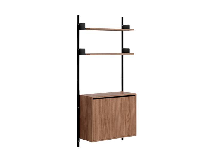 Modulares Design Wandregal „New Works 1900 Cabinet High“ Nussbaum / Schwarz